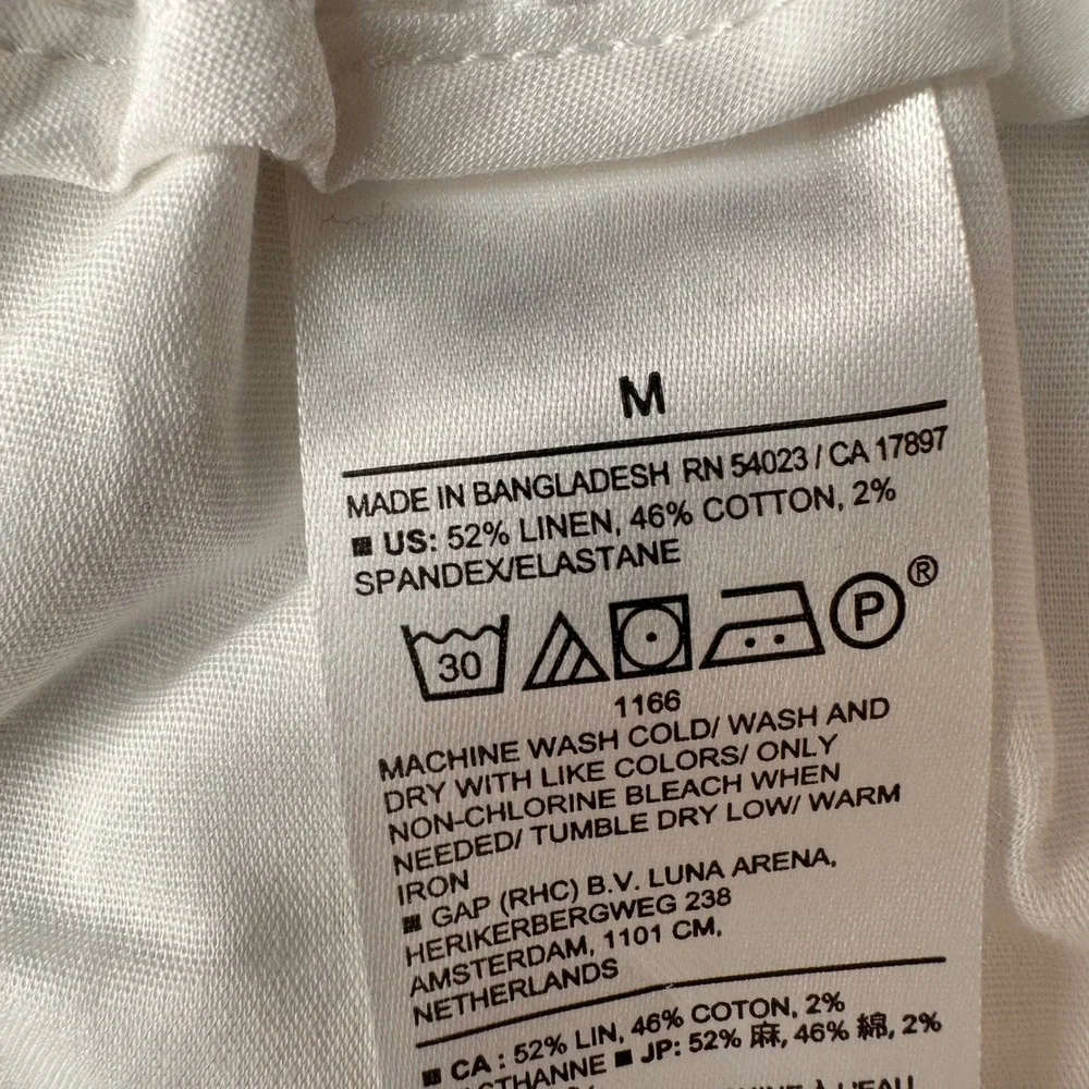 Banana Republic Wide Leg Cropped Pants Womens Medium Linen Blend White Modern